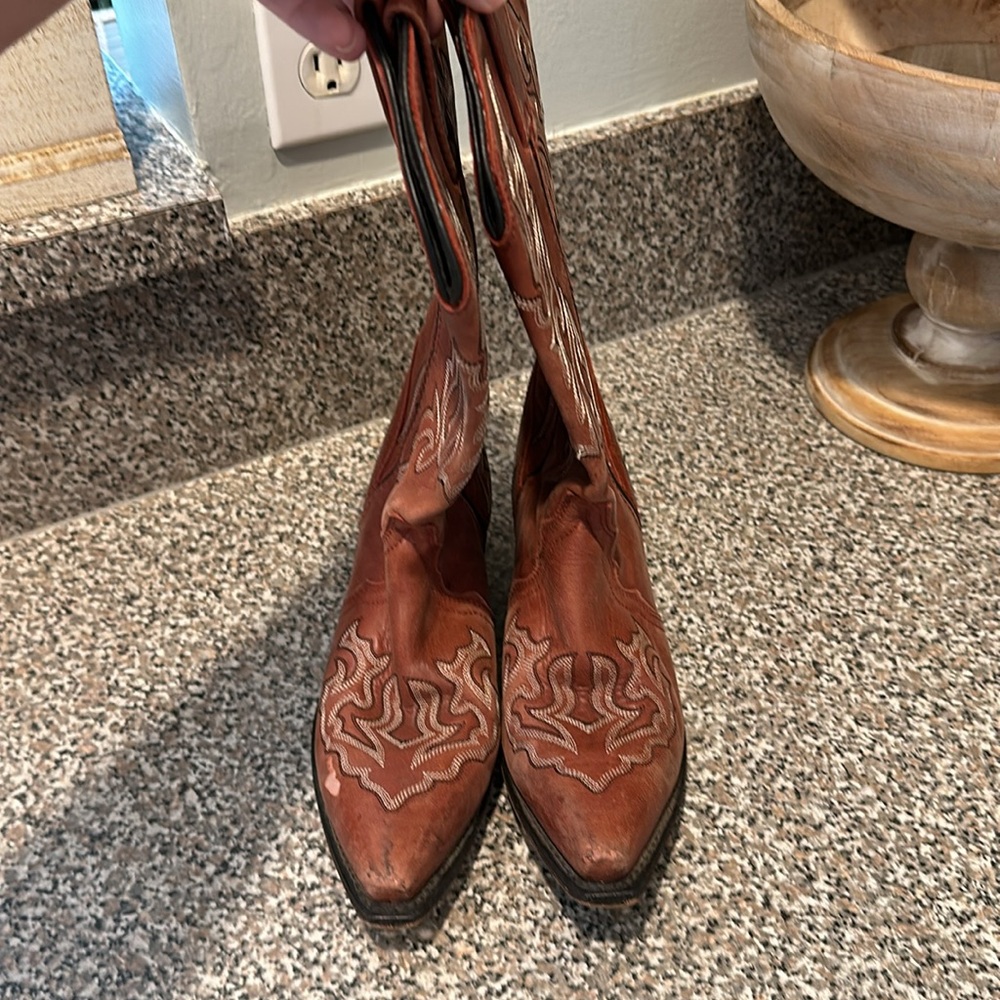 Vintage Leather Western Cowgirl Boots - Picture 2 of 8
